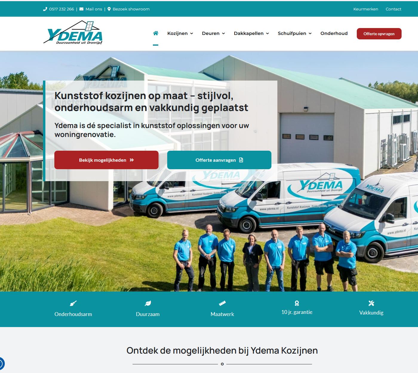 ydema-homepage-1400×1250 Website van Ydema Kozijnen in Dronrijp